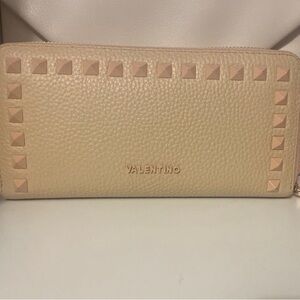 Valentino light pink studded wallet